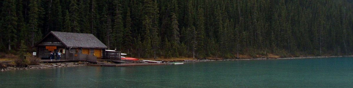 Boat rental shop by a lake.